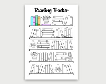 Reading Tracker Printable, Instant Download, Planner, Journal Page, Month Tracker, Reading Tracker, Books, Read, Library, 65 Book Challenge