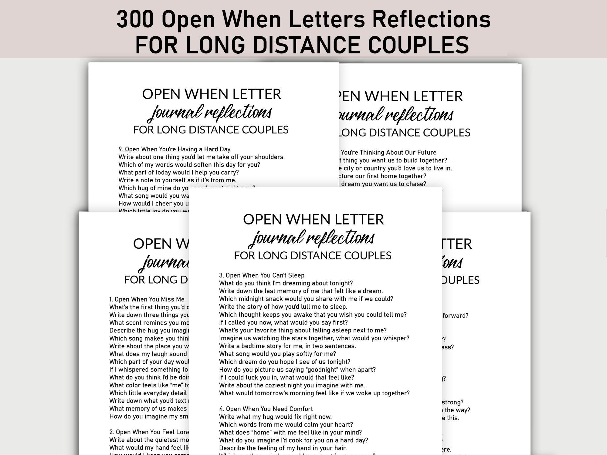 300 Open When Letters for Long Distance Couples, Journal Reflections ...