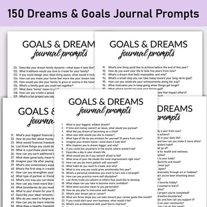 150 sogni e obiettivi, spunti per il diario, stampabili, diario, minimalista, riflessioni, aspirazioni, visione, gratitudine, potenziale