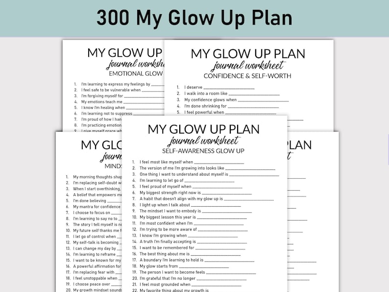 My Glow up Plan Journal Workbook, Journal Printable, Fill-in-the-blank ...