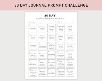 30 Day Journal Prompt Challenge Printable, Generic Challenge Printable, Journal Tracker, Journal Prompts, 30 Day Challenge, Reflections