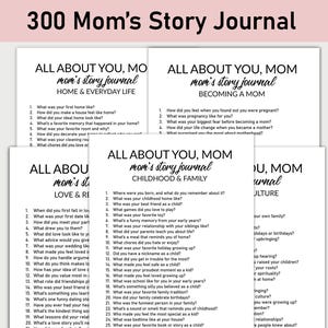 300 All About You, Mom Journal, Mom&#39;s Story Journal Bundle, Guided Reflections, Personal Growth, Memory, Family, Self Discovery, Childhood