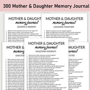 300 Mother and Daughter Memory Journal, Printable, Journal, Guided Mother & Daughter Journal, Keepsake Gift, Mother&#39;s Day, Love, Milestones