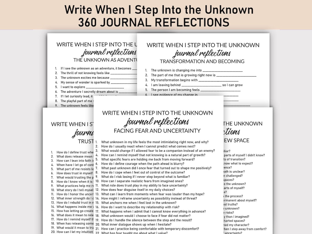 Step Reflections Write When I Step Into the Unknown Journal Printable, 360 Journal ...