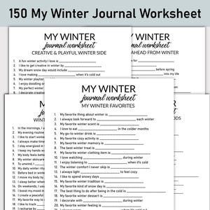 Il mio foglio di lavoro invernale stampabile, diario stampabile, domande a risposta multipla, quaderno di lavoro per il diario, riflessioni invernali, ricordi