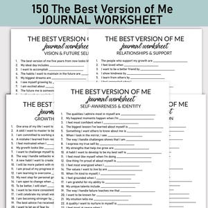 Foglio di lavoro stampabile "La mia versione migliore", diario stampabile, domande a risposta aperta, il tuo quaderno di lavoro per il diario "Il mio miglior sé"