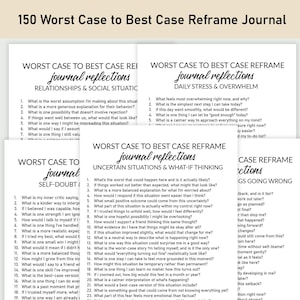 150 Worst Case to Best Case Reframe Journal, Journal Printable, Anxiety Thought Reframing, Positive Thinking & Mindset Shift