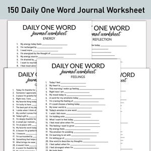 Foglio di lavoro stampabile giornaliero con una parola, diario stampabile, domande a riempimento, semplice quaderno di lavoro giornaliero, diario con una parola