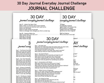 30 Day Journal Everyday Journal Challenge Printable, Challenge Printable, Guided Journal, Daily Writing, Daily Journal