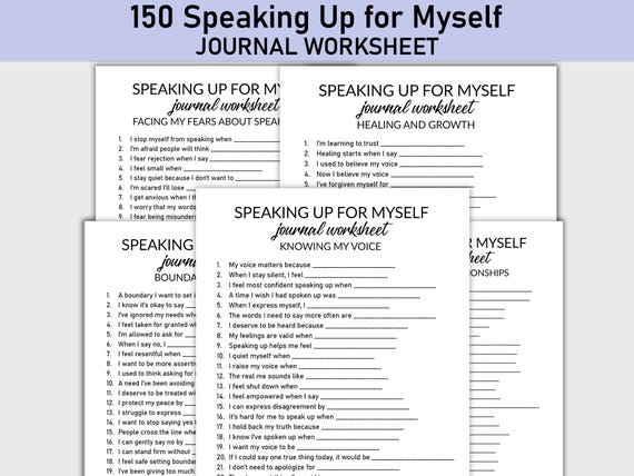 Speaking Up for Myself Printable Worksheet, Journal Printable, Fill-in-the-Blank Questions, Self-Expression Journal Workbook, Finding Voice