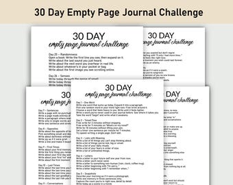 30 Day Empty Page Journal Challenge Printable, Challenge Printable, Guided Journal, Creative, Fun, Daily Journal Starter Ideas