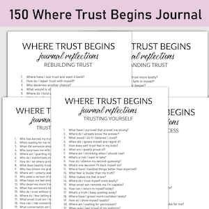 150 Where Trust Begins Journal, Printable, Journal, Minimalist, Reflections, Trusting Yourself, People & Life’s Journey, Empowering