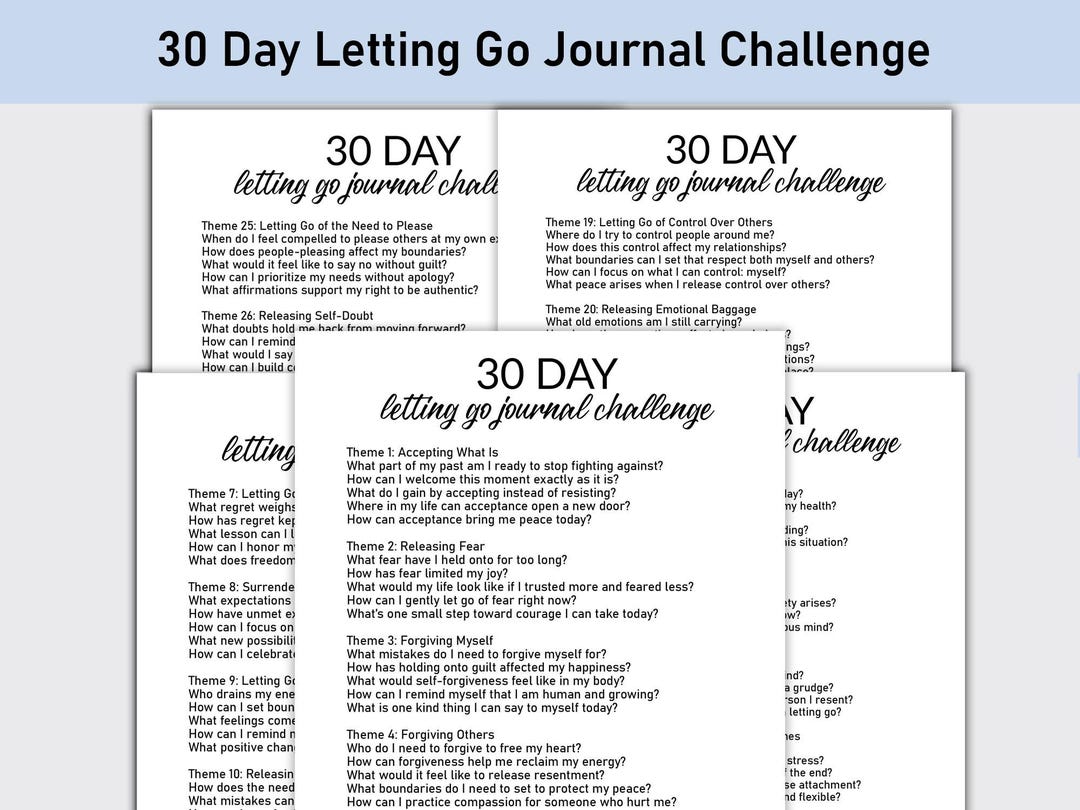 30 Day Letting Go Journal Challenge Printable, Challenge Printable ...