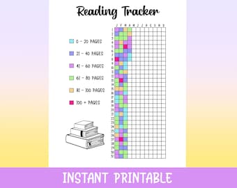 Reading Tracker Printable, Instant Download, Planner, Journal Page, Daily Planner, , Month Tracker, Book Tracker, Books, Read, Library