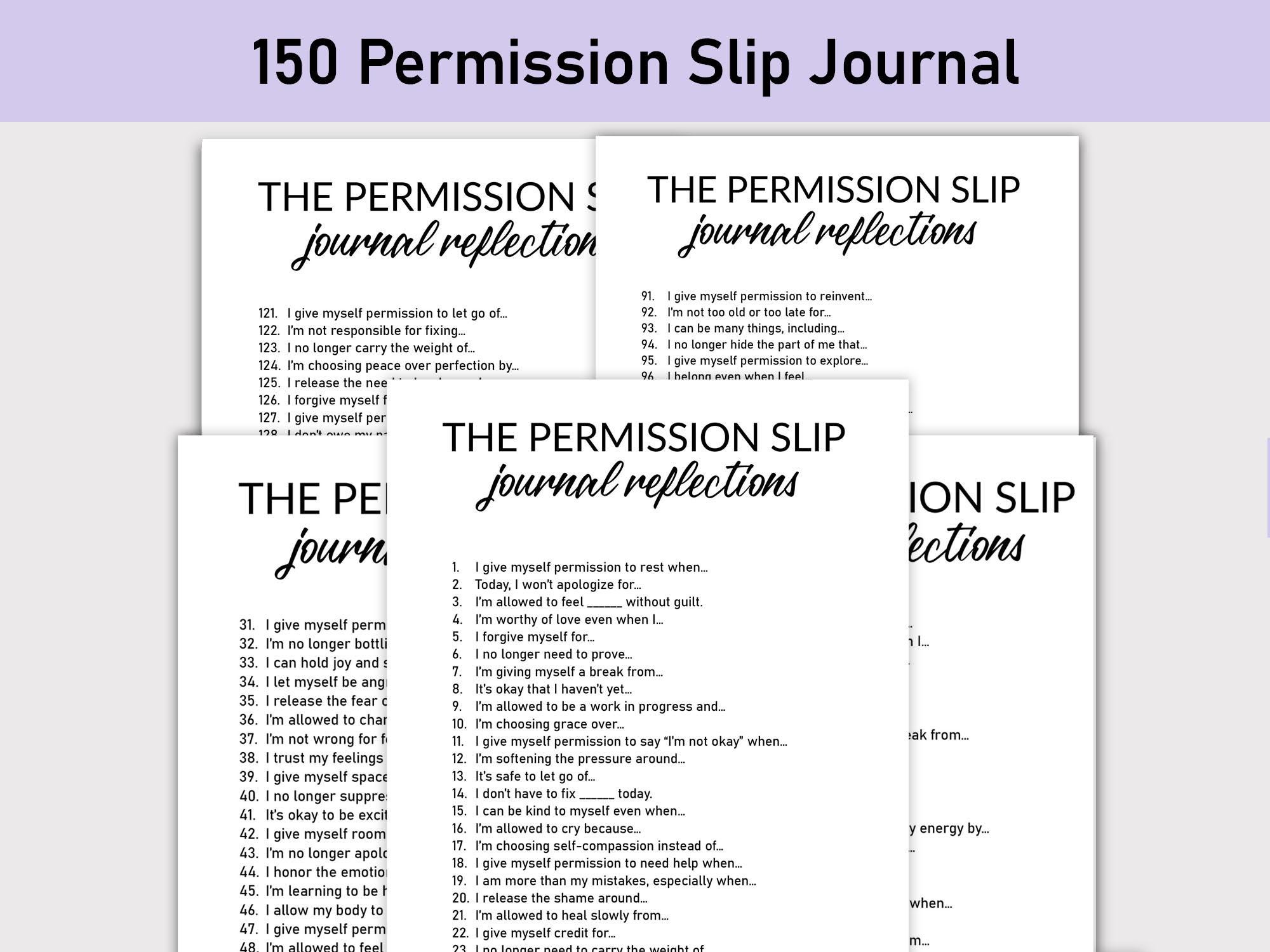 150 Permission Slip Journal, Printable, Journal, Minimalist ...