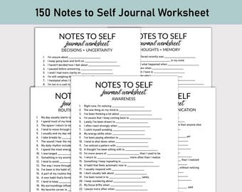 Notes to Self Printable Worksheet, Journal Printable, Fill-in-the-Blank Questions, Self-Reflection Journal Workbook, Self-Discovery