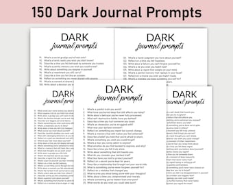 150 Dark Journal Prompts, Journal Prompts, Healing, Printable, Journal, Minimalist, Reflections, Forgiveness, Heal, Truth, Shadow Work