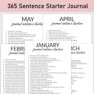 May include: A printable journal with sentence starters for each month of the year. The journal pages are black and white with a simple design. The months are listed in a calendar order, starting with January and ending with December.