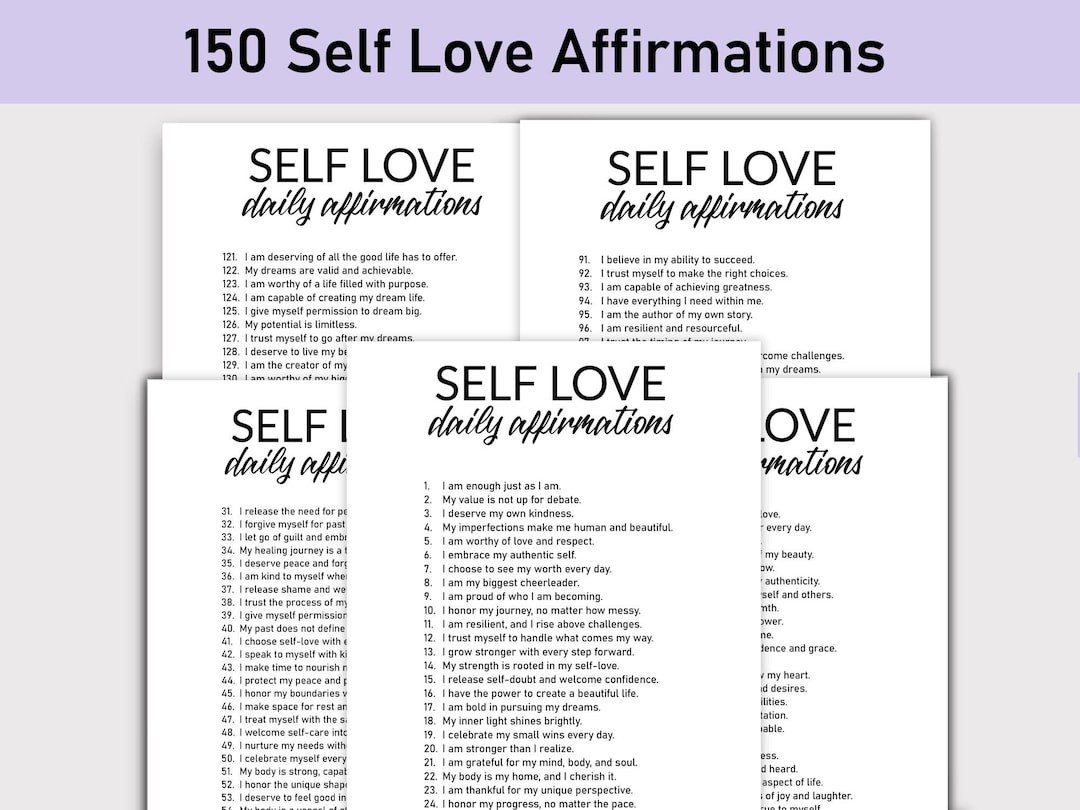 150 Self Love Affirmations, Journal Prompts, Printable, Journal ...