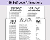 150 Self Love Affirmations, Journal Prompts, Printable, Journal, Minimalist, Reflections, Heal, Self Care, Confidence, Joy