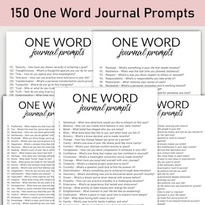 150 One Word Journal Prompts, Journal Prompts, Healing, Printable, Journal, Reflections, Personal Growth, Change, Self Love