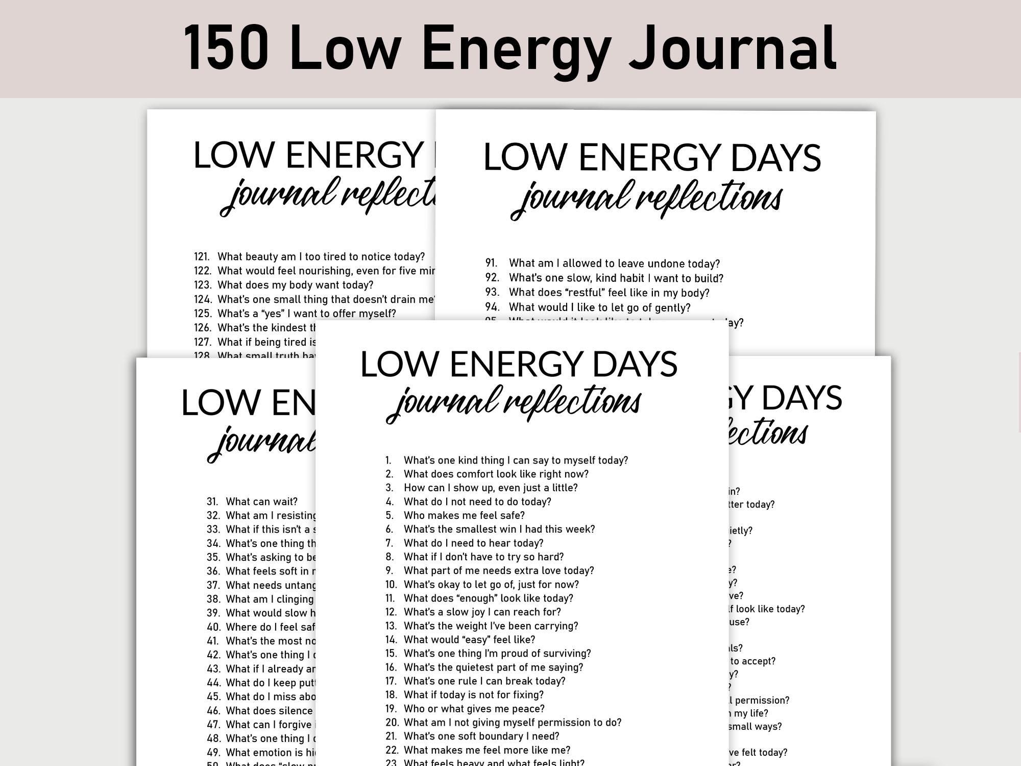 150 Low Energy Journal, Printable, Journal, Minimalist, Gentle Self-Reflection, Mental Health & Self-Care Journal, Burnout-Friendly