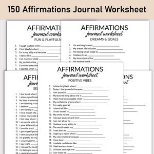 Foglio di lavoro per il diario delle affermazioni, diario stampabile, domande a risposta multipla, quaderno di lavoro per il diario di riflessione quotidiana guidata, pensieri positivi