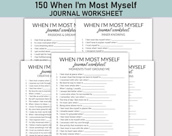 When I'm Most Myself Printable Worksheet, Journal Printable, Fill-in-the-Blank Questions, Self-Discovery  Journal Workbook, Mental Wellness