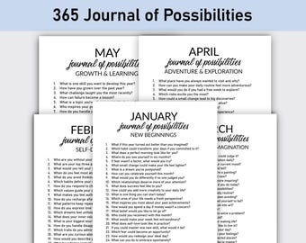 365 Journal of Possibilities, Journal Printable, Daily Journal for Self-Reflection, Creativity, Personal Growth, Inspiration, Self-Discovery