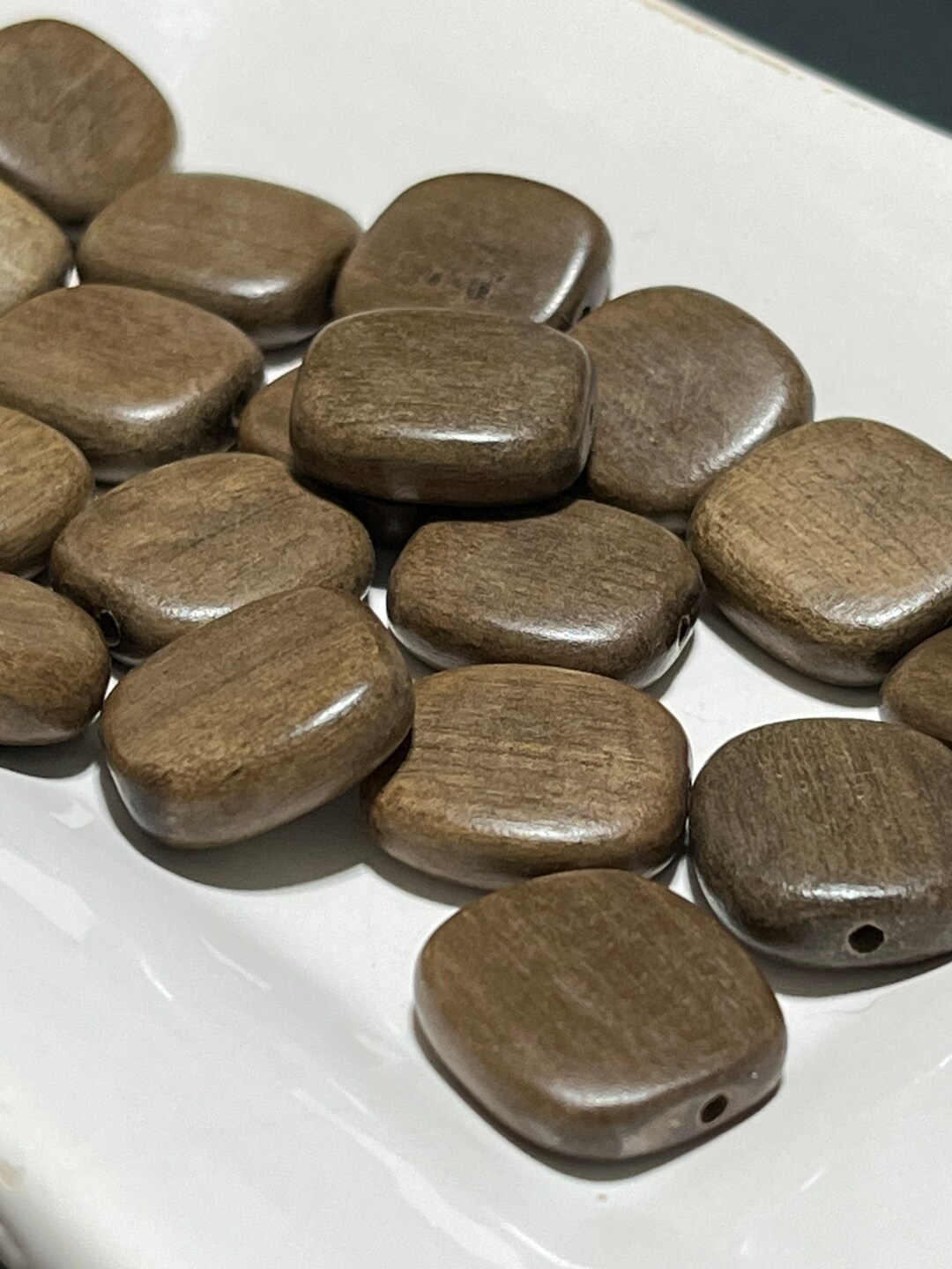 Lot of Smooth Square Flat Wood Beads Satin Finish Medium Etsy