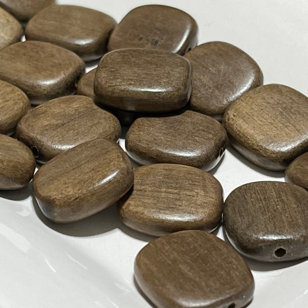 Lot of Smooth Square Flat Wood Beads! Satin Finish Medium Brown Wood Beads! Good Quality Beads! Please See Description for Details!