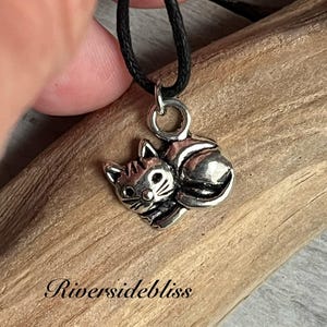 Silver Cat Charm Pendant Necklace: Handmade Kitty Jewelry