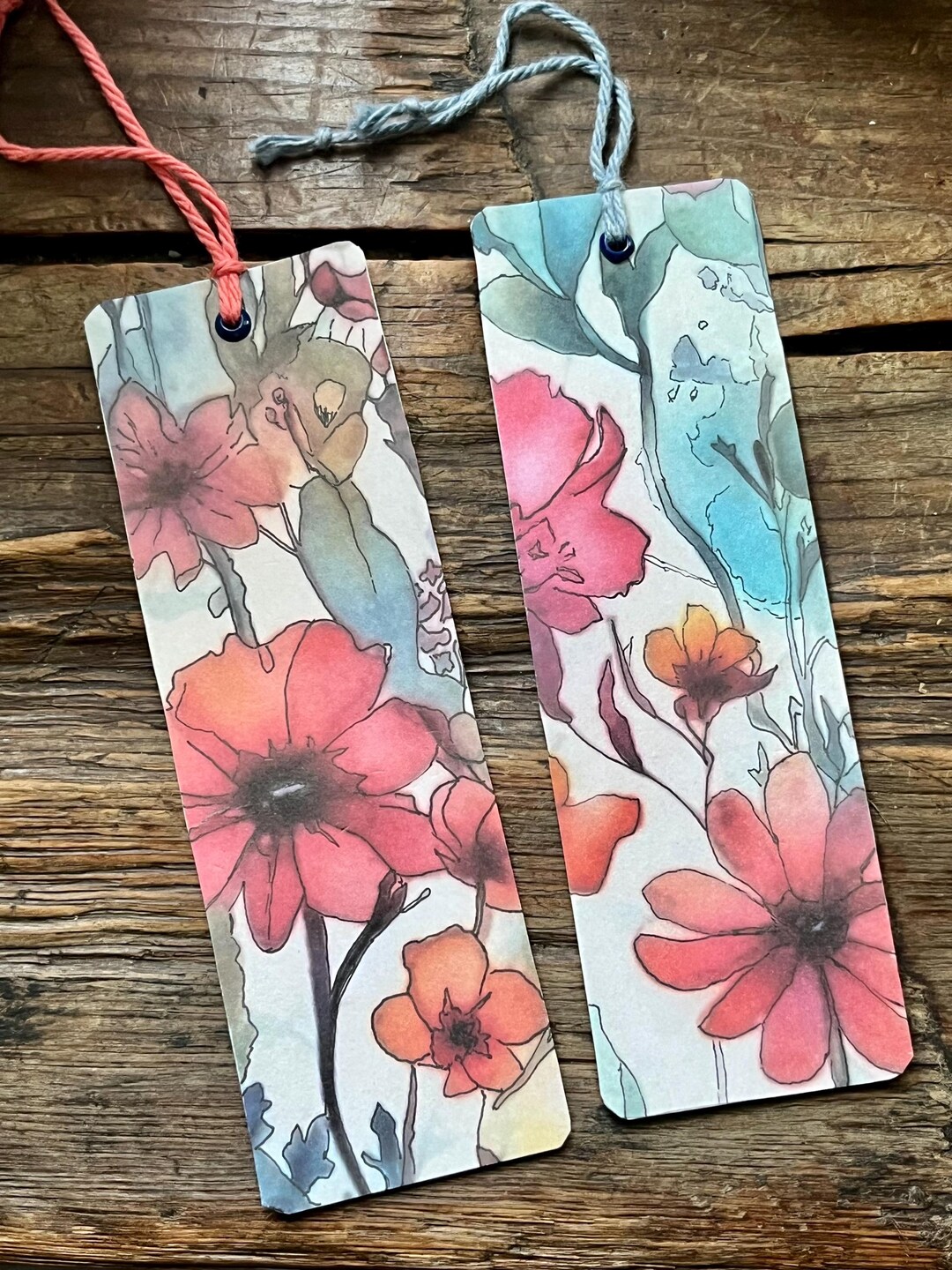 Floral Bookmarks: Handmade Colorful Paper Overlay! - Etsy