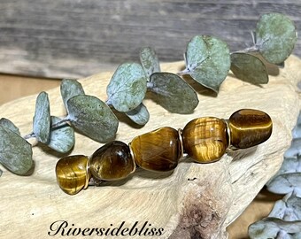 Raw Tigers Eye Barrette Brown Genuine Natural Gemstone Hair  display picture 1