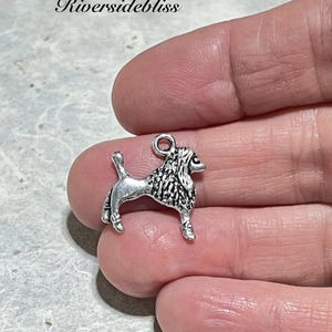 Set of 4 Antique Silver Metal Poodle Charms! Silver Poodles! Please See Description for Details!