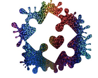 Rainbow Holographic Splat Decal - Autism Awareness - neuro, parent, mom, dad, strong | handmade art | thoughtful gift | glitter Rainbow