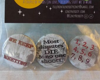Hamilton & Burr Duel - Set of 3 pinback buttons
