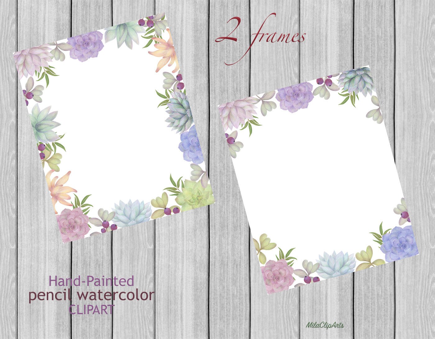Succulent clipart Succulent Frames invitations Cactus | Etsy