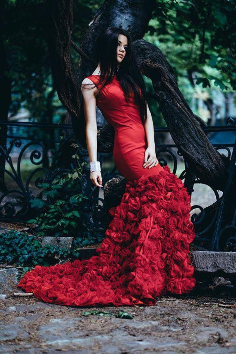 red dress with roses