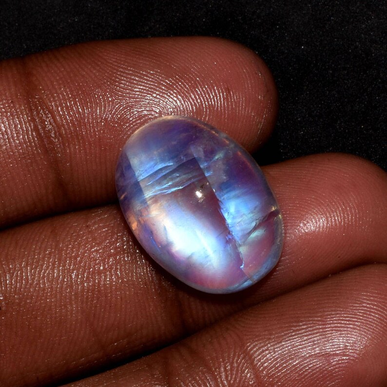 White Moonstone Blue Moonstone Blue Flash Moonstone -full flash fire 19 CTS Rainbow Moonstone Oval Shape Cabochon Loose Moonstone