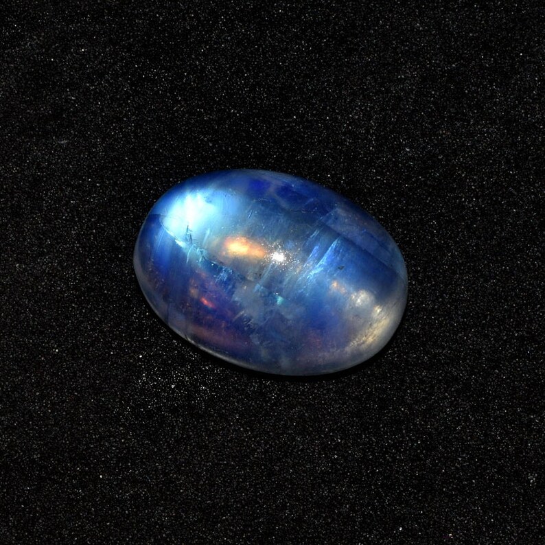 White Moonstone Blue Moonstone Blue Flash Moonstone -full flash fire 19 CTS Rainbow Moonstone Oval Shape Cabochon Loose Moonstone