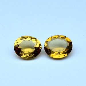 2 Pcs 10x8x5MM Oval Shape Citrine Cut Stone, African Citrine Faceted Stone, Citrine Gemstone, Loose Citrine Stone For Jewelry Making.