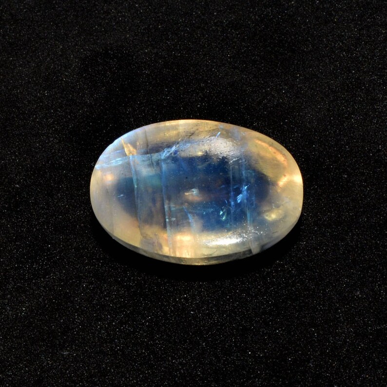 White Moonstone Blue Moonstone Blue Flash Moonstone -full flash fire 19 CTS Rainbow Moonstone Oval Shape Cabochon Loose Moonstone