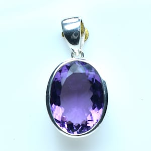 Natural Amethyst Pendant-Handmade Silver Pendant-925 Sterling Silver Pendant- Oval Amethyst Pendant-Gift for her-Anniversary Pendant