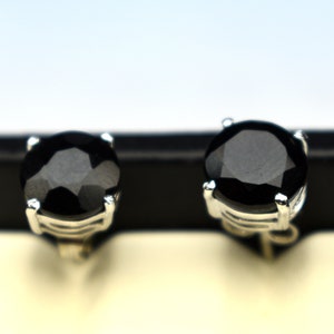 Delicate Black Onyx Stud Earrings-Black Stone Vintage Studs For Her-Unique Black Birthstone Stud Sterling Silver-Anniversary Jewelry Stud
