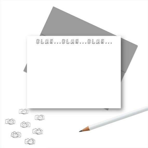 Blah Blah Blah Stationery Set Cute Note Cards Gift For A Etsy