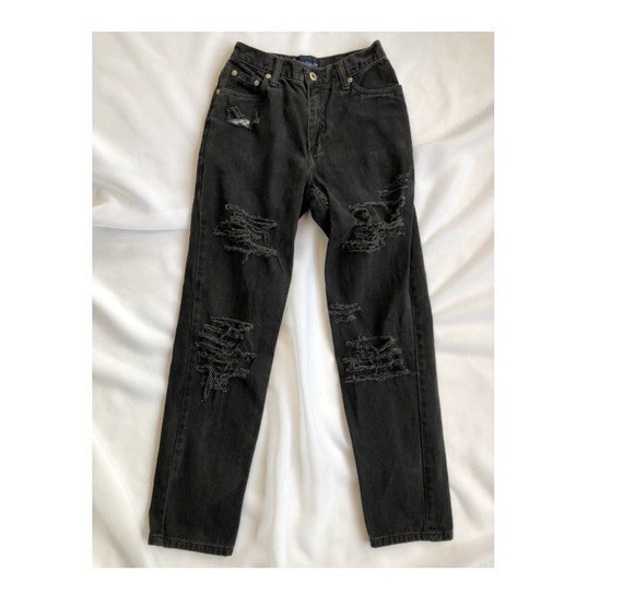 Vintage black ripped mom jeans size 4