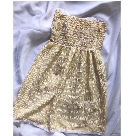 Vintage yellow sundress 90s sundress checkered dr… - image 2