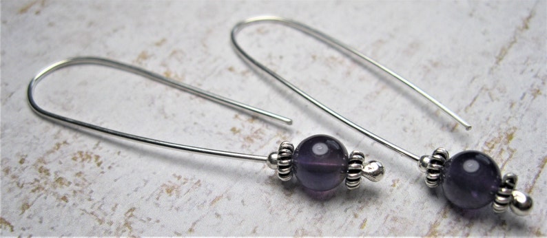 Amethyst Dangles Gift for Her Amethyst Earrings Sterling Silver Earrings Purple Earrings