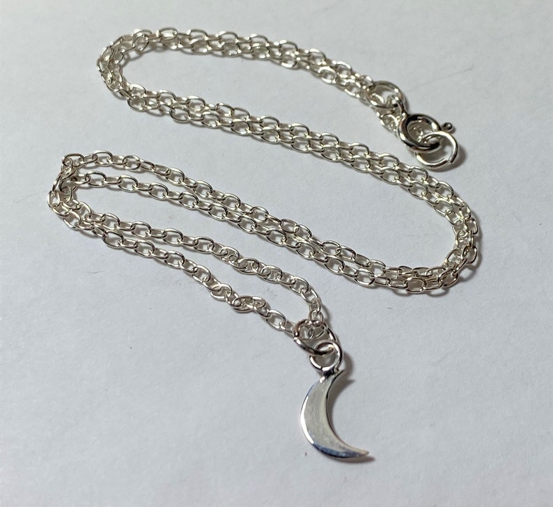 Crescent Moon Sterling Silver Necklace Moon Necklace Silver Half-Moon Pendant